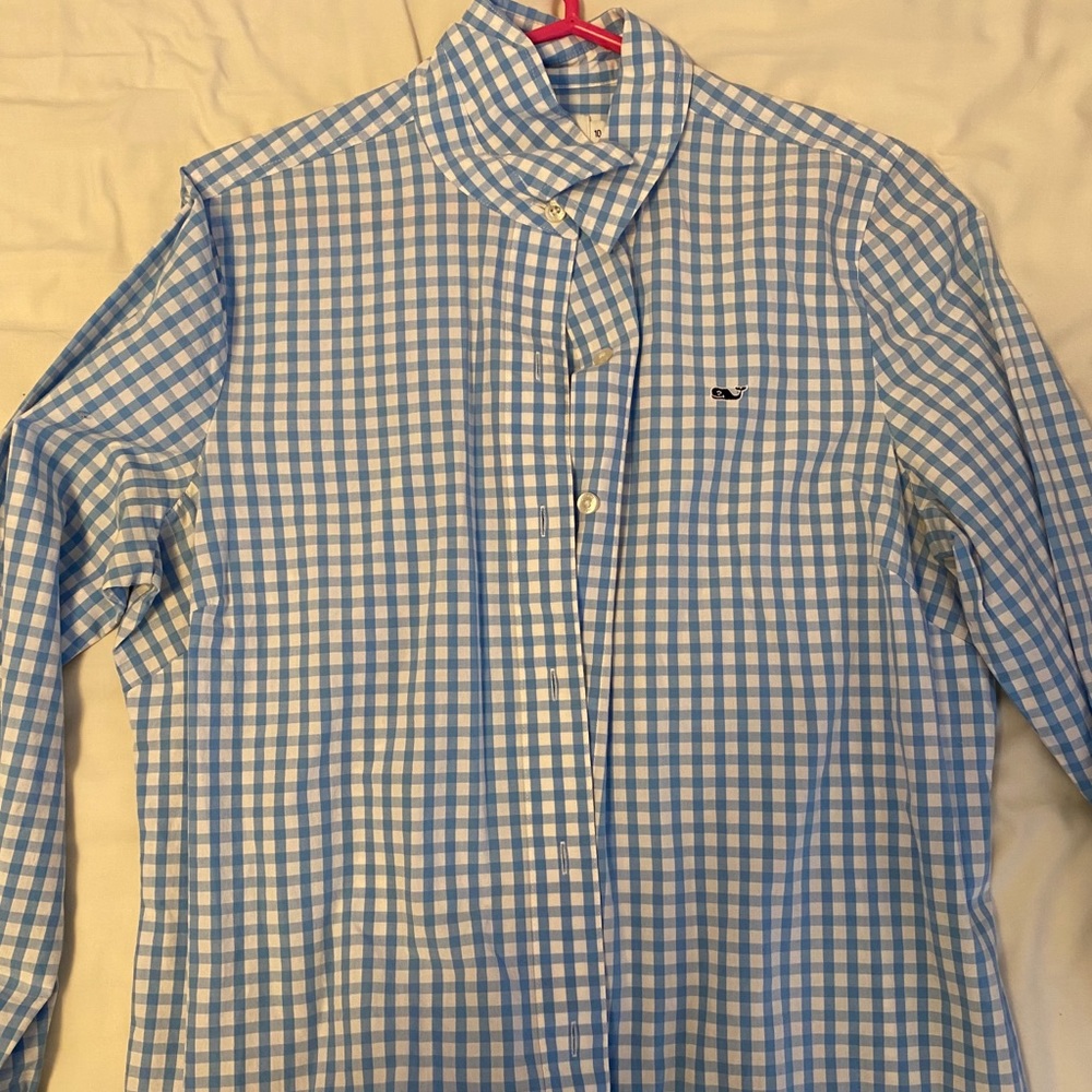 Blue check gingham vineyard vines button down